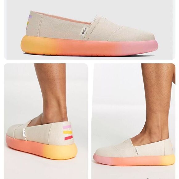 TOMS NATURAL, OMBRE CHUNKY SOLE SLIP ONS - Picture 1 of 7